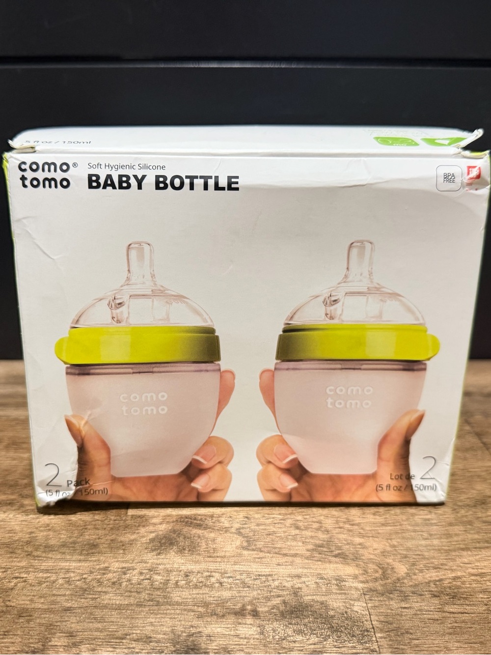 Comotomo Green Baby Bottle - Soft Hygienic Silicone 2-Pack